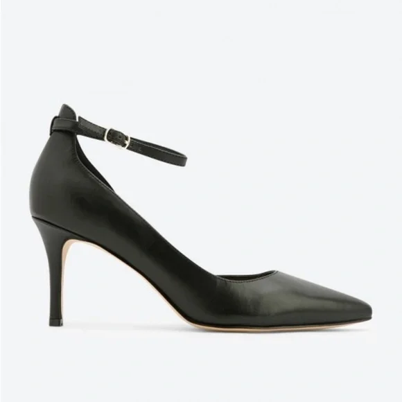 Town Shoes d'Orsay Black Leather Stiletto Heels Size 39 - Picture 1 of 14